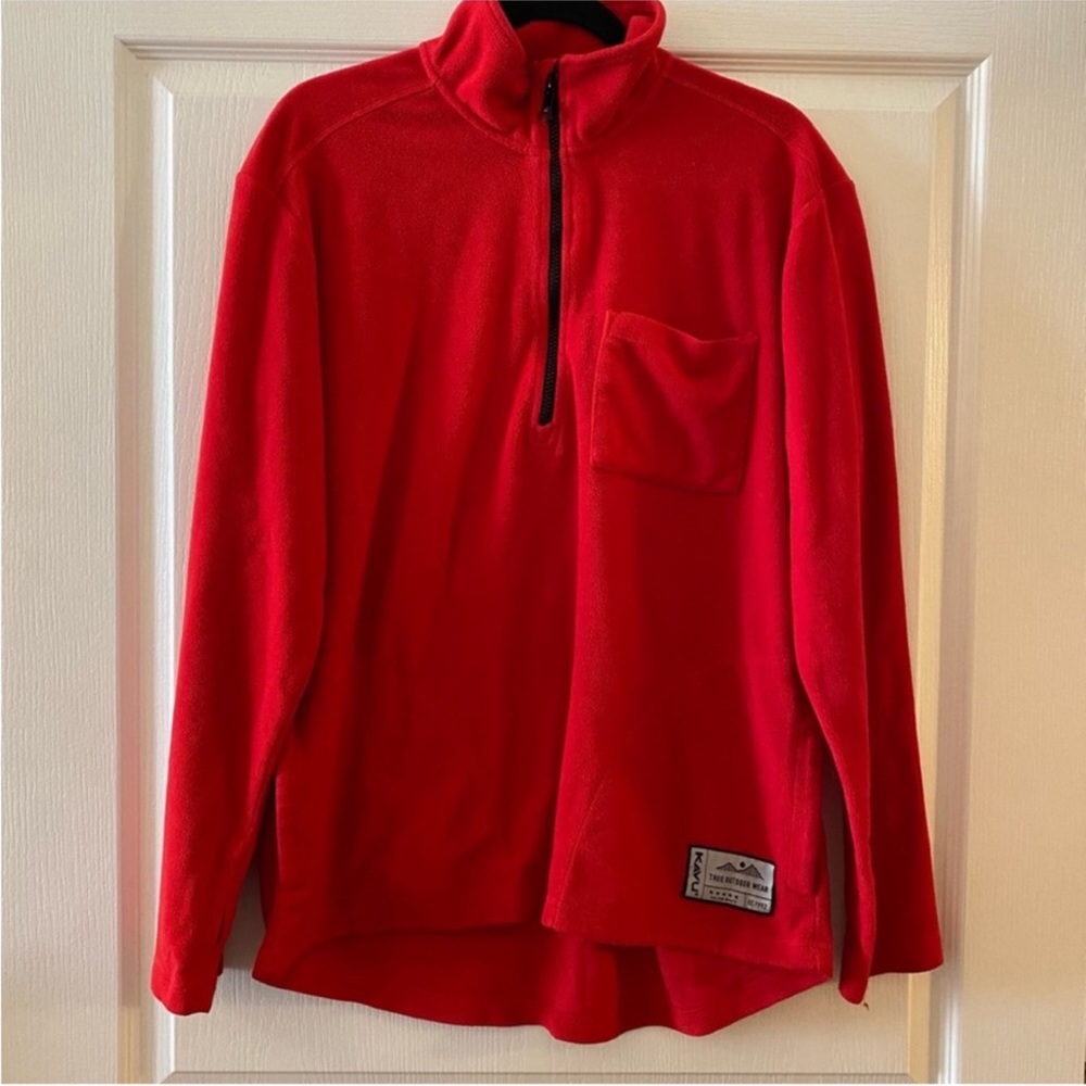 KAVU Men's Half Zip Fleece Sweatshirt in Red - M